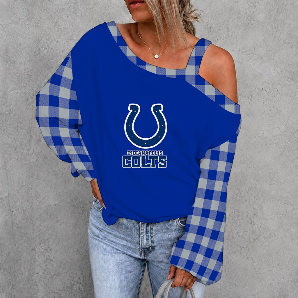 [SPECIAL OFFER] NEW CUSTOMIZED NFL17 IDC INDIANAPOLIS COLTS WOMEN'S OFF-SHOULDER LONG SLEEVE SHIRT