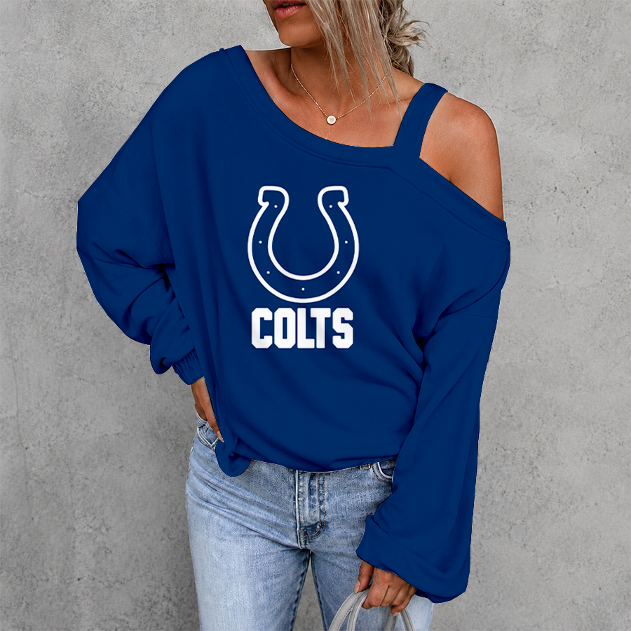 [SPECIAL OFFER] NEW CUSTOMIZED NFL17 IDC INDIANAPOLIS COLTS WOMEN'S OFF-SHOULDER LONG SLEEVE SHIRT