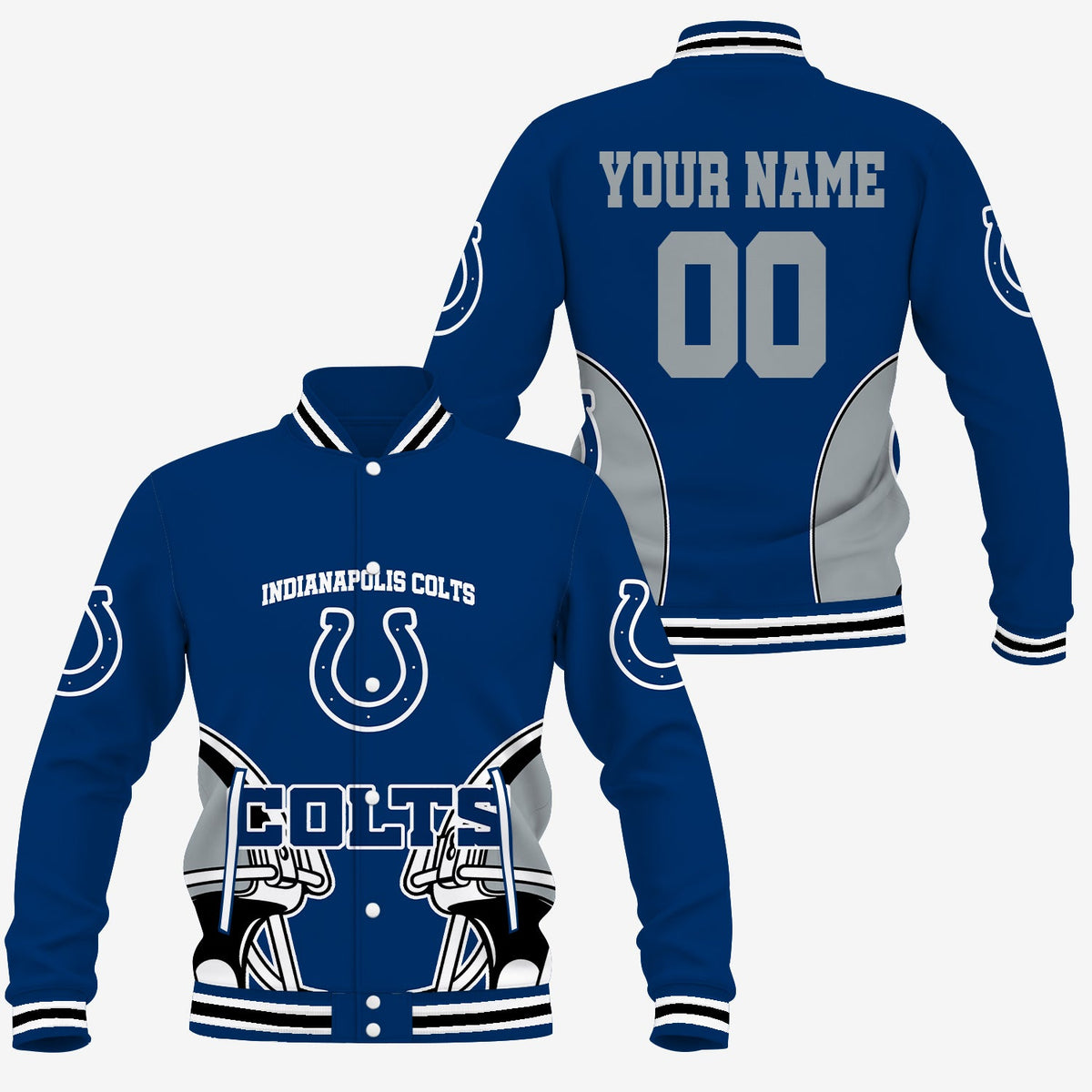 [SPECIAL OFFER] NEW CUSTOMIZED NFL17 IDC INDIANAPOLIS COLTS SATIN VARSITY & BASEBALL JACKET