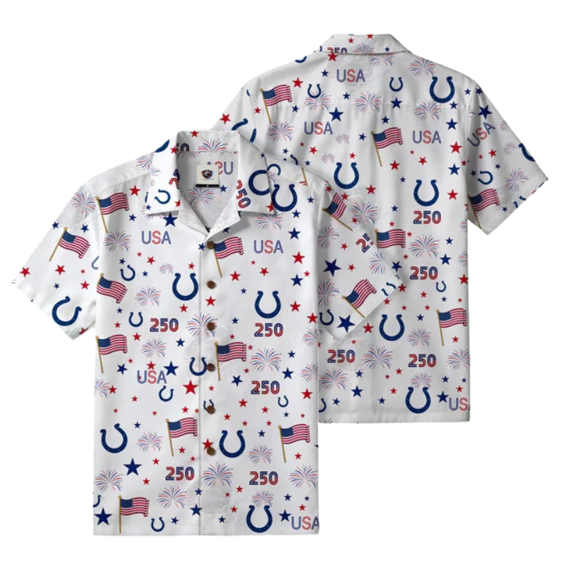 [SPECIAL OFFER] NEW CUSTOMIZED NFL17 IDC INDIANAPOLIS COLTS PATRIOTIC 250 USA HAWAIIAN SHIRT