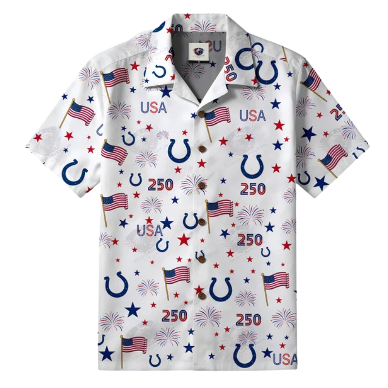 [SPECIAL OFFER] NEW CUSTOMIZED NFL17 IDC INDIANAPOLIS COLTS PATRIOTIC 250 USA HAWAIIAN SHIRT