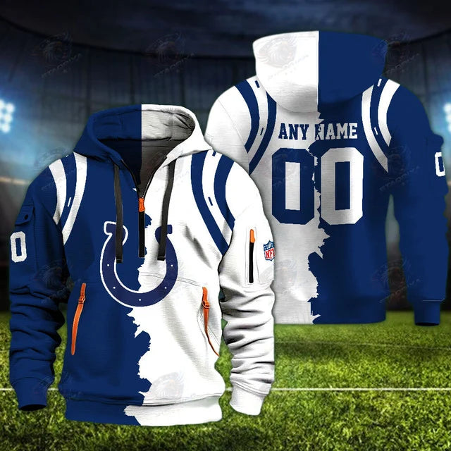 [SPECIAL OFFER] NEW CUSTOMIZED NFL17 IDC INDIANAPOLIS COLTS QUARTER ZIP HOODIE