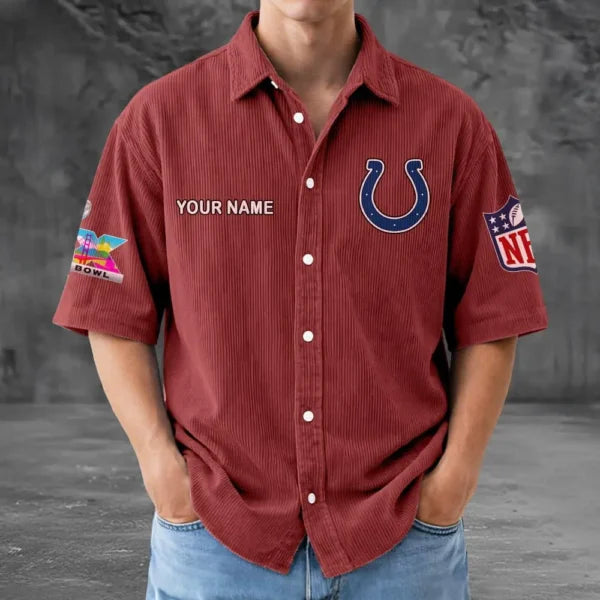 [SPECIAL OFFER] NEW CUSTOMIZED NFL17 IDC INDIANAPOLIS COLTS SEERSUCKER BUTTON SHIRT