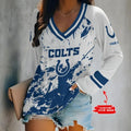 [SPECIAL OFFER] NEW CUSTOMIZED NFL17 IDC INDIANAPOLIS COLTS WOMEN'S V-NECK LONG SLEEVED SHIRT