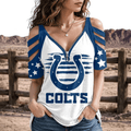 [SPECIAL OFFER] NEW CUSTOMIZED NFL17 IDC INDIANAPOLIS COLTS STRAPPY COLD-SHOULDER TOP