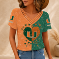 [FAN FAVORITE] NEW CUSTOMIZED NCAA FBS17 MIH MIAMI HURRICANES V-NECK SHIRT