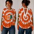 [FAN FAVORITE] NEW CUSTOMIZED NCAA FBS17 MIH MIAMI HURRICANES WOMEN'S BACK V-CUT LONG-SLEEVE SHIRT