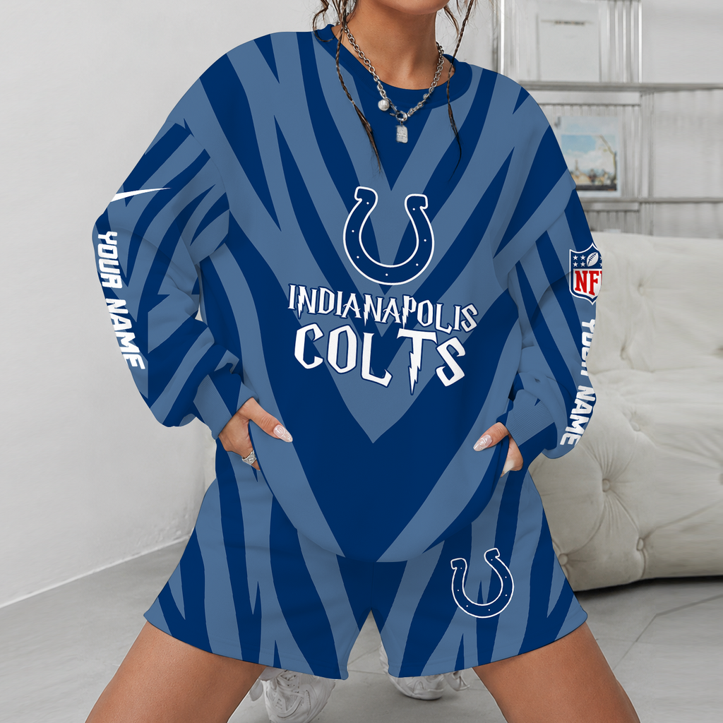 [SPECIAL OFFER] NEW CUSTOMIZED NFL17 IDC INDIANAPOLIS COLTS UNISEX SWEATSHIRT & SHORTS SET
