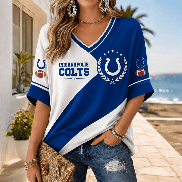 [SPECIAL OFFER] NEW CUSTOMIZED NFL17 IDC INDIANAPOLIS COLTS WOMEN'S HEART V-NECK LONG SLEEVE SHIRT