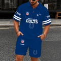 [SPECIAL OFFER] NEW CUSTOMIZED NFL17 IDC INDIANAPOLIS COLTS QUARTER-ZIP POLO SHIRT & SHORTS SET