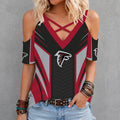 [SPECIAL OFFER] NEW CUSTOMIZED NFL18 ATF ATLANTA FALCONS CRISS CROSS V-NECK TOP