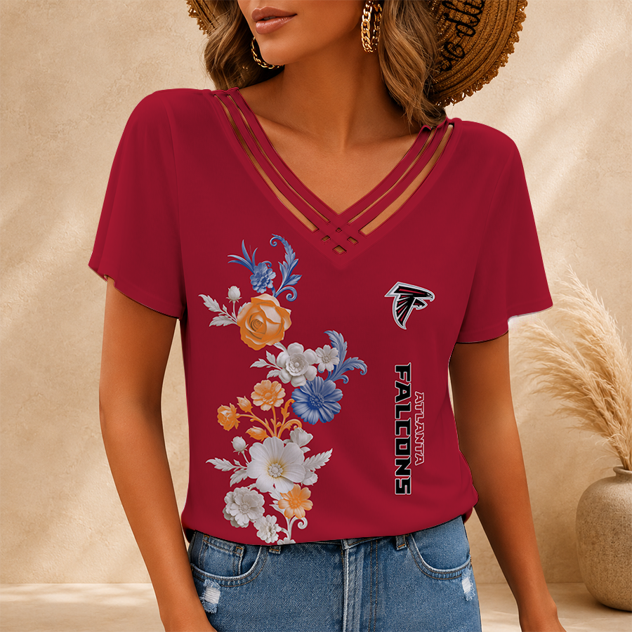[SPECIAL OFFER] NEW CUSTOMIZED NFL18 ATF ATLANTA FALCONS V-NECK SHIRT