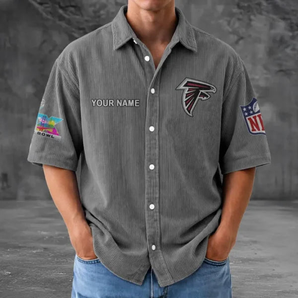 [SPECIAL OFFER] NEW CUSTOMIZED NFL18 ATF ATLANTA FALCONS SEERSUCKER BUTTON SHIRT