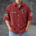 [SPECIAL OFFER] NEW CUSTOMIZED NFL18 ATF ATLANTA FALCONS SEERSUCKER BUTTON SHIRT
