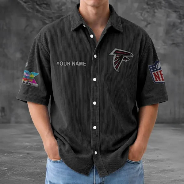 [SPECIAL OFFER] NEW CUSTOMIZED NFL18 ATF ATLANTA FALCONS SEERSUCKER BUTTON SHIRT