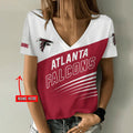 [SPECIAL OFFER] NEW CUSTOMIZED NFL18 ATF ATLANTA FALCONS V-NECK FEMALE SHIRT