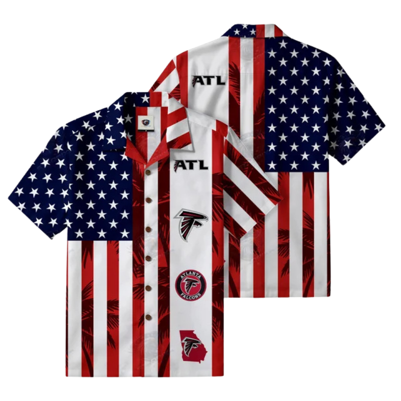[SPECIAL OFFER] NEW CUSTOMIZED NFL18 ATF ATLANTA FALCONS PATRIOTIC 250 USA HAWAIIAN SHIRT