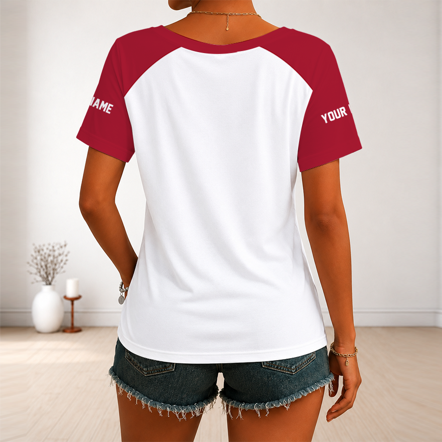 [SPECIAL OFFER] NEW CUSTOMIZED NFL18 ATF ATLANTA FALCONS V-NECK FEMALE SHIRT