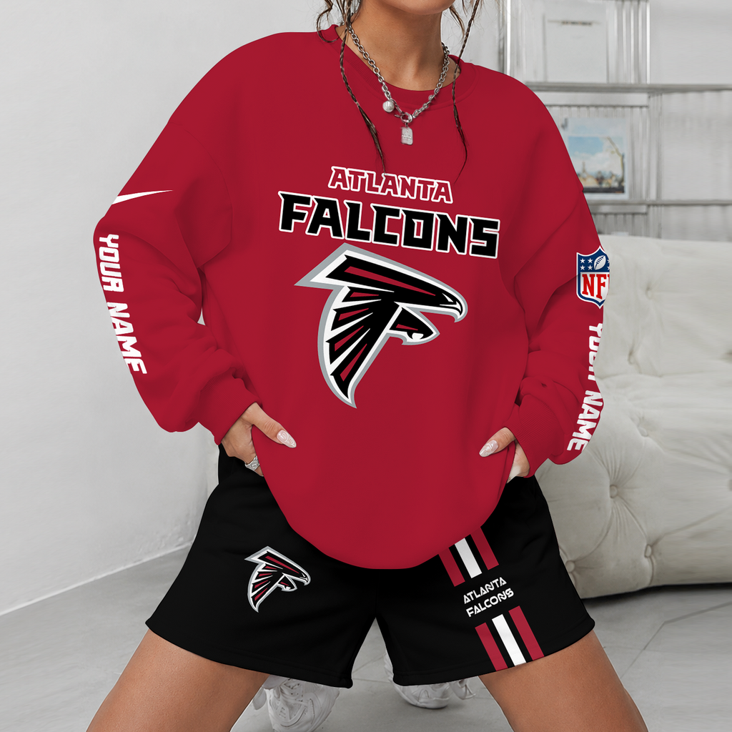 [SPECIAL OFFER] NEW CUSTOMIZED NFL18 ATF ATLANTA FALCONS UNISEX SWEATSHIRT & SHORTS SET