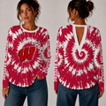 [FAN FAVORITE] NEW CUSTOMIZED NCAA FBS18 WSB WISCONSIN BADGERS WOMEN'S BACK V-CUT LONG-SLEEVE SHIRT