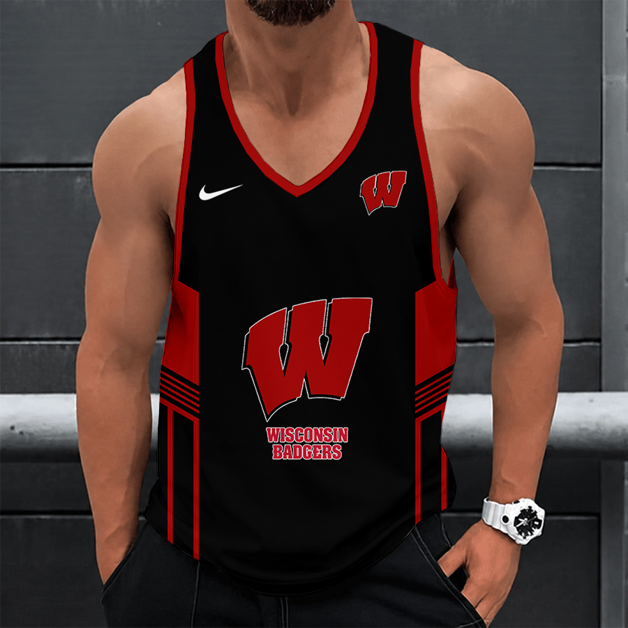[FAN FAVORITE] NEW CUSTOMIZED NCAA FBS18 WSB WISCONSIN BADGERS UNISEX TANK TOP