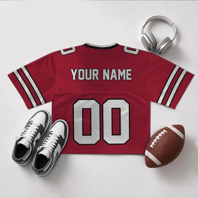 [SPECIAL OFFER] NEW CUSTOMIZED NFL18 ATF ATLANTA FALCONS V-NECK JERSEY CROP TOP