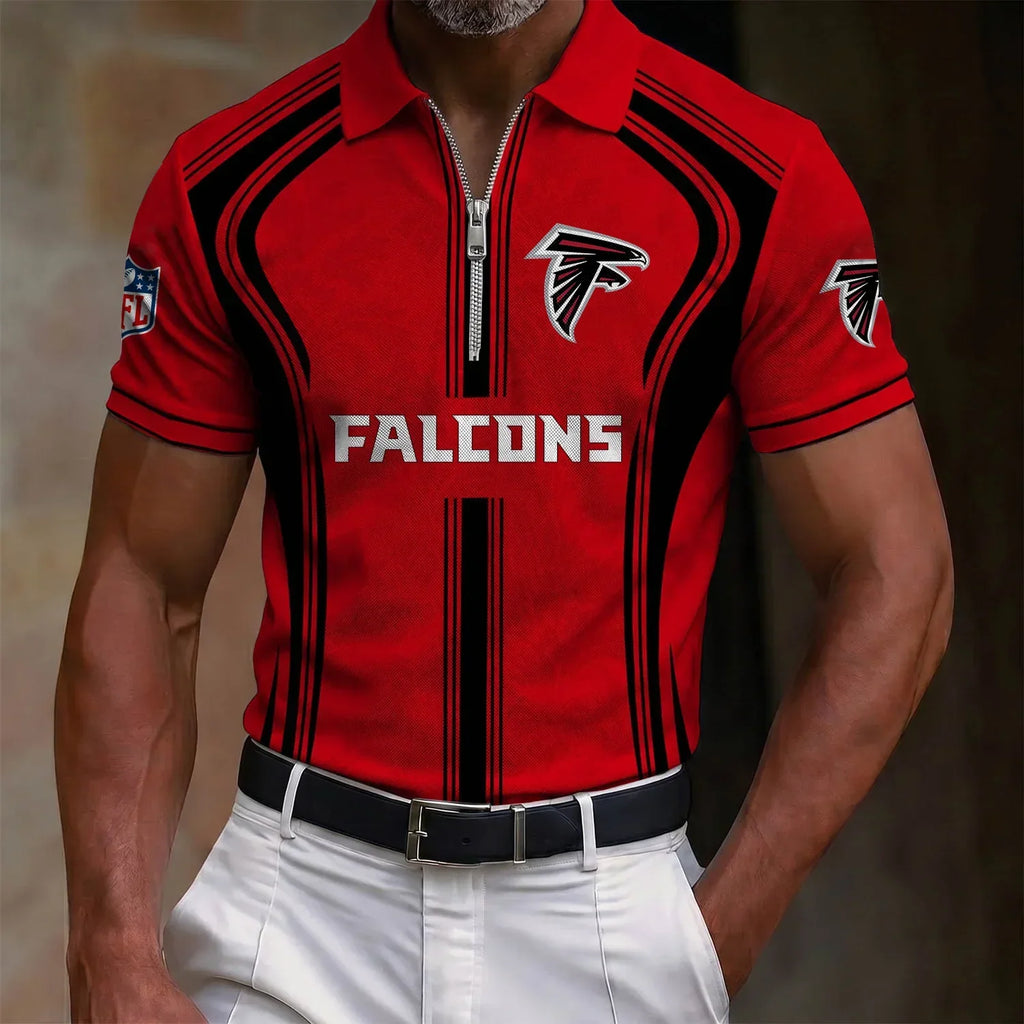 [SPECIAL OFFER] NEW CUSTOMIZED NFL18 ATF ATLANTA FALCONS ZIP POLO SHIRT