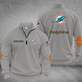 [SPECIAL OFFER] NEW CUSTOMIZED NFL19 MDP MIAMI DOLPHINS MULTICOLOR STRIPED QUATER ZIP SWEATSHIRT