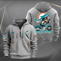 [SPECIAL OFFER] NEW CUSTOMIZED NFL19 MDP MIAMI DOLPHINS MUTICOLOR QUARTER ZIP HOODIE