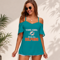 [SPECIAL OFFER] NEW CUSTOMIZED NFL19 MDP MIAMI DOLPHINS WOMEN'S STRAPPY OFF-SHOULDER TOP