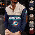 [SPECIAL OFFER] NEW CUSTOMIZED NFL19 MDP MIAMI DOLPHINS BUTTON SWEATSHIRTS STAND COLLAR