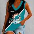 [SPECIAL OFFER] NEW CUSTOMIZED NFL19 MDP MIAMI DOLPHINS WOMEN'S V-NECK TANK TOP