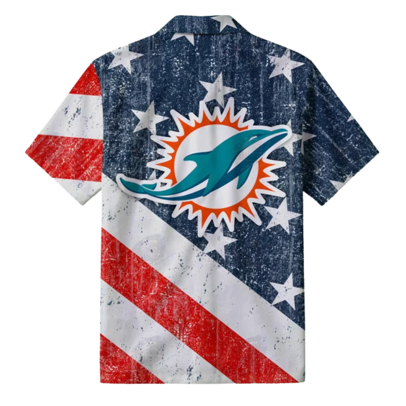[SPECIAL OFFER] NEW CUSTOMIZED NFL19 MDP MIAMI DOLPHINS PATRIOTIC 250 USA HAWAIIAN SHIRT