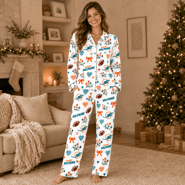 [SPECIAL OFFER] NEW CUSTOMIZED NFL19 MDP MIAMI DOLPHINS HALLOWEEN LONG PAJAMAS SET