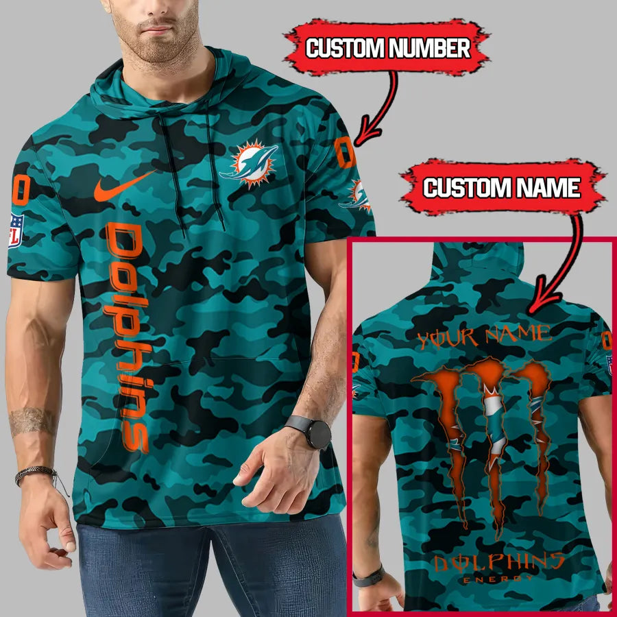 [SPECIAL OFFER] NEW CUSTOMIZED NFL19 MDP MIAMI DOLPHINS SHORT SLEEVE HOODIE