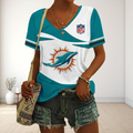 SPECIAL OFFER] NEW CUSTOMIZED NFL19 MDP MIAMI DOLPHINS V-NECK FEMALE SHIRT