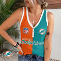 [SPECIAL OFFER] NEW CUSTOMIZED NFL19 MDP MIAMI DOLPHINS WOMEN'S V-NECK TANK TOP