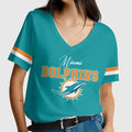 [SPECIAL OFFER] NEW CUSTOMIZED NFL19 MDP MIAMI DOLPHINS V-NECK FEMALE SHIRT
