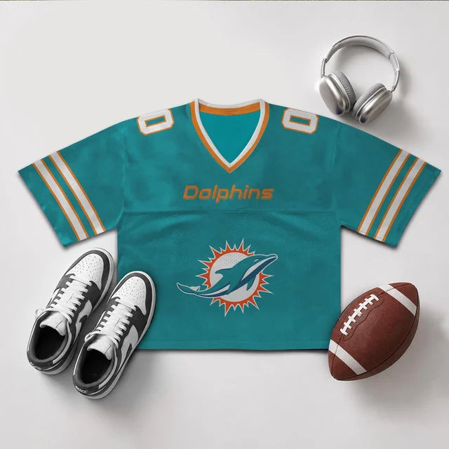 [SPECIAL OFFER] NEW CUSTOMIZED NFL19 MDP MIAMI DOLPHINS V-NECK JERSEY CROP TOP