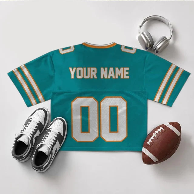 [SPECIAL OFFER] NEW CUSTOMIZED NFL19 MDP MIAMI DOLPHINS V-NECK JERSEY CROP TOP