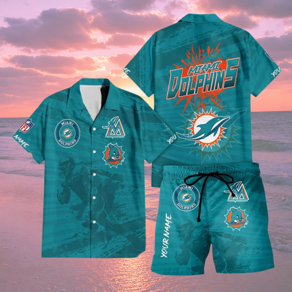 [SPECIAL OFFER] NEW CUSTOMIZED NFL19 MDP MIAMI DOLPHINS UNISEX HAWAIIAN SHIRT & SHORTS SET