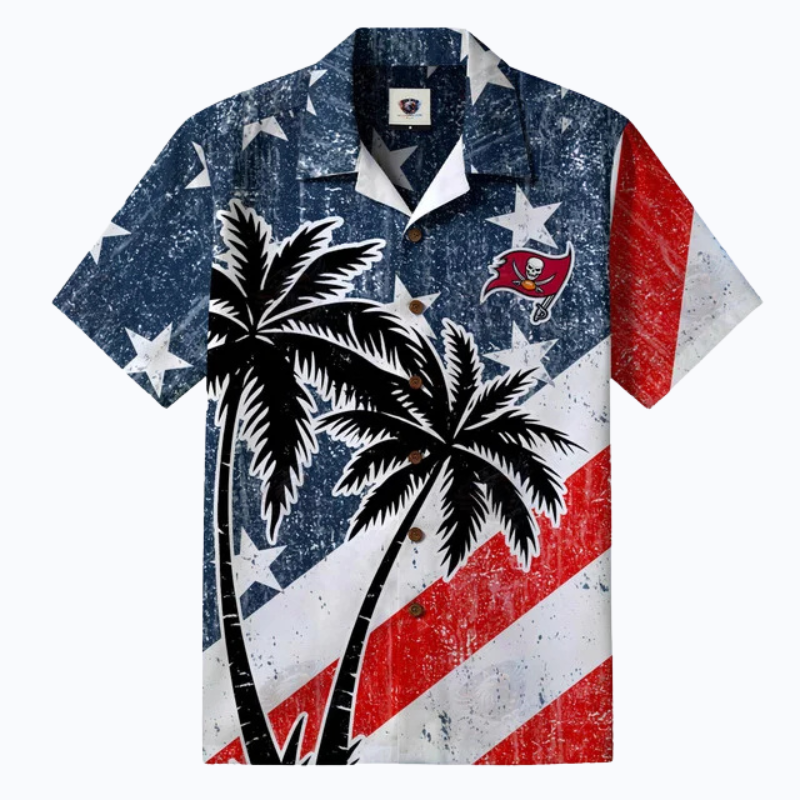 [SPECIAL OFFER] NEW CUSTOMIZED NFL10 TBB TAMPA BAY BUCCANEERS PATRIOTIC 250 USA HAWAIIAN SHIRT