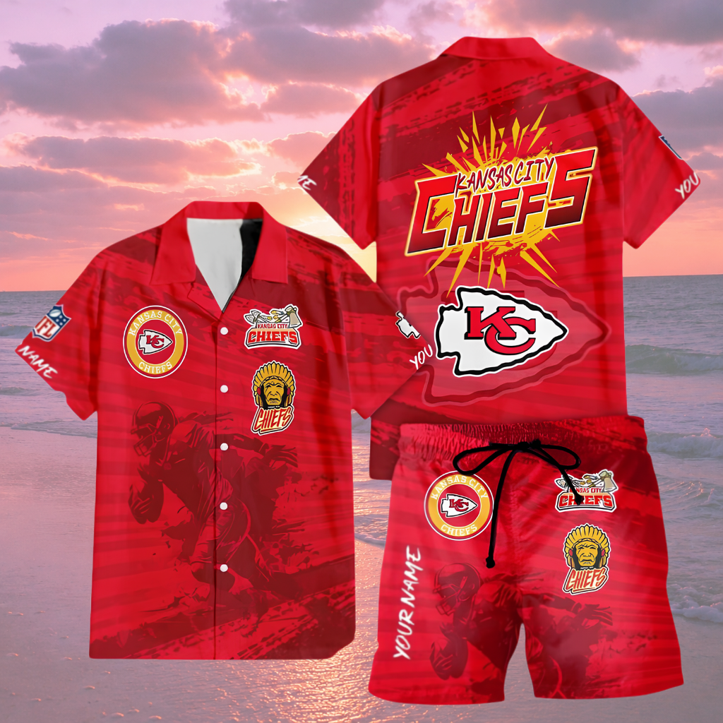 [SPECIAL OFFER] NEW CUSTOMIZED NFL01 KCC KANSAS CITY CHIEFS UNISEX HAWAIIAN SHIRT & SHORTS SET