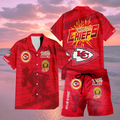 [SPECIAL OFFER] NEW CUSTOMIZED NFL01 KCC KANSAS CITY CHIEFS UNISEX HAWAIIAN SHIRT & SHORTS SET