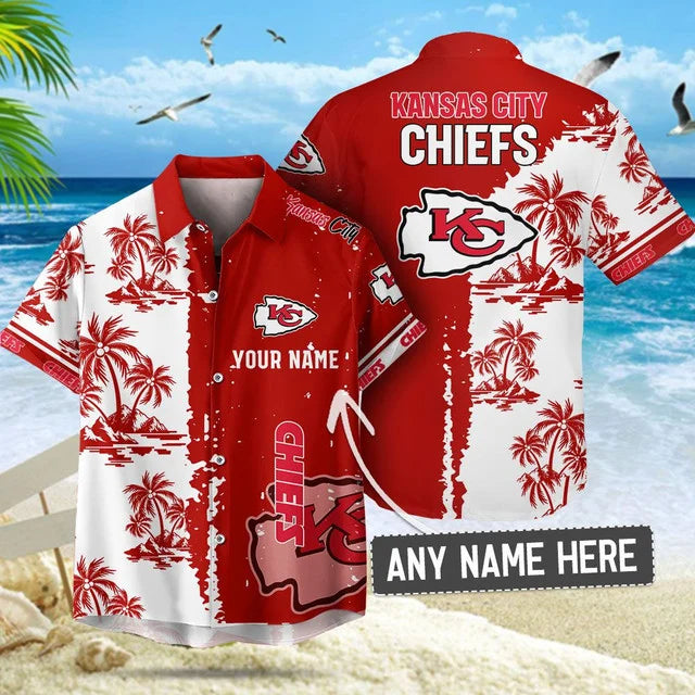 [SPECIAL OFFER] NEW CUSTOMIZED NFL01 KCC KANSAS CITY CHIEFS UNISEX HAWAIIAN SHIRT & SHORTS SET