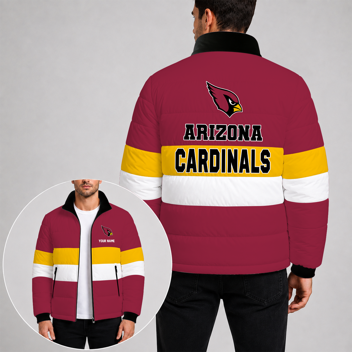 [SPECIAL OFFER] NEW CUSTOMIZED NFL20 ARC ARIZONA CARDINALS PUFFER JACKET