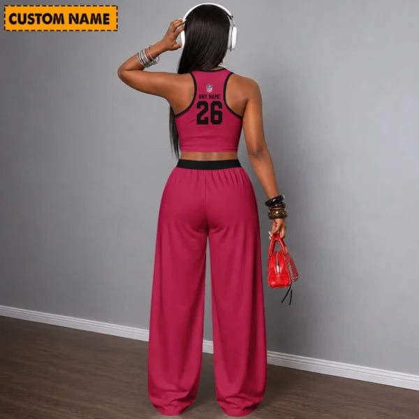 [SPECIAL OFFER] NEW CUSTOMIZED NFL20 ARC ARIZONA CARDINALS WOMEN'S CROP TOP & LONGPANTS SET