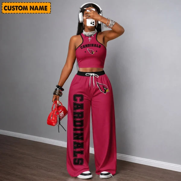 [SPECIAL OFFER] NEW CUSTOMIZED NFL20 ARC ARIZONA CARDINALS WOMEN'S CROP TOP & LONGPANTS SET
