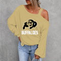 [FAN FAVORITE] NEW CUSTOMIZED NCAA FBS20 CRB COLORADO BUFFALOES WOMEN'S OFF-SHOULDER LONG SLEEVE SHIRT