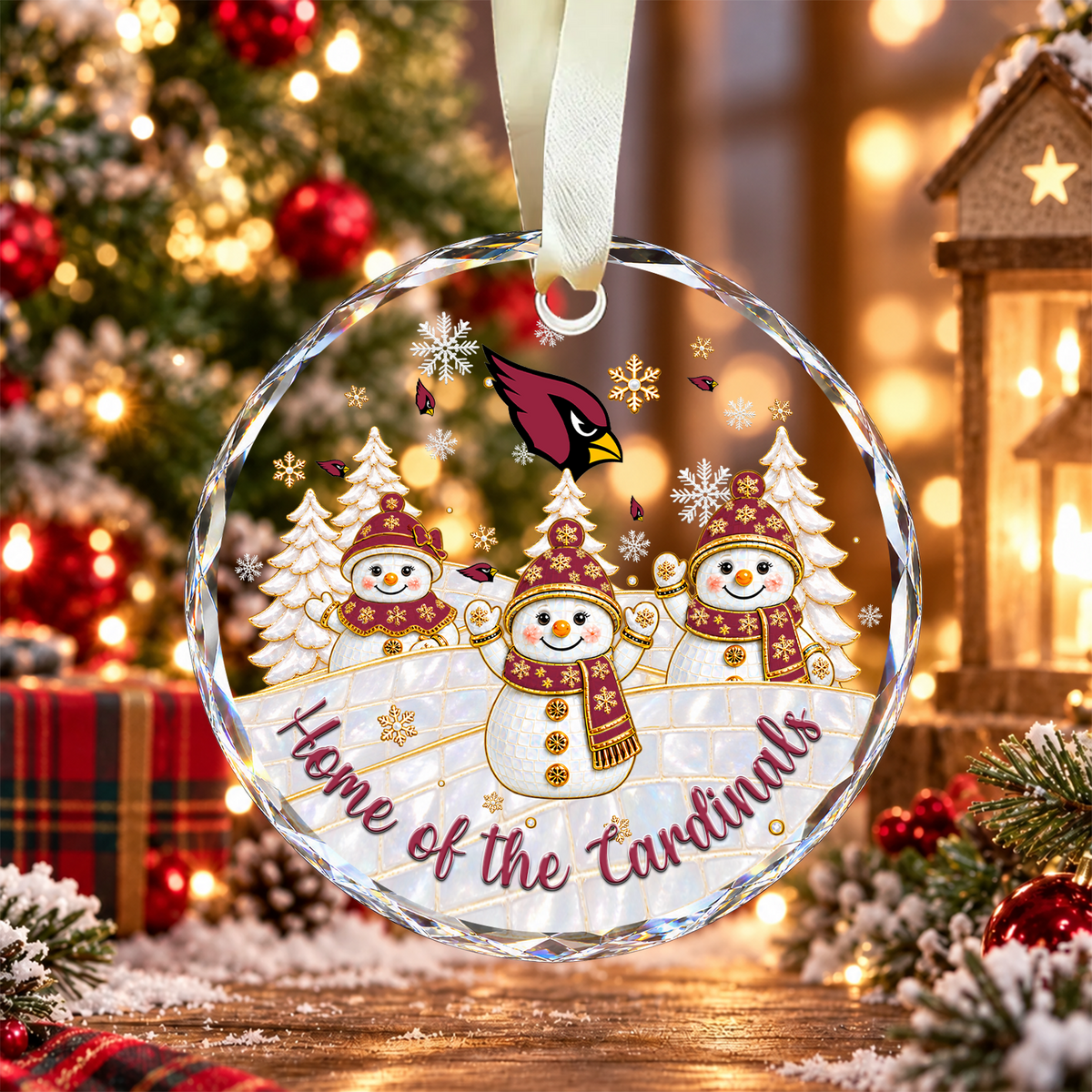 [SPECIAL OFFER] NEW CUSTOMIZED NFL20 ARC ARIZONA CARDINALS ROUND GLASS ORNAMENT